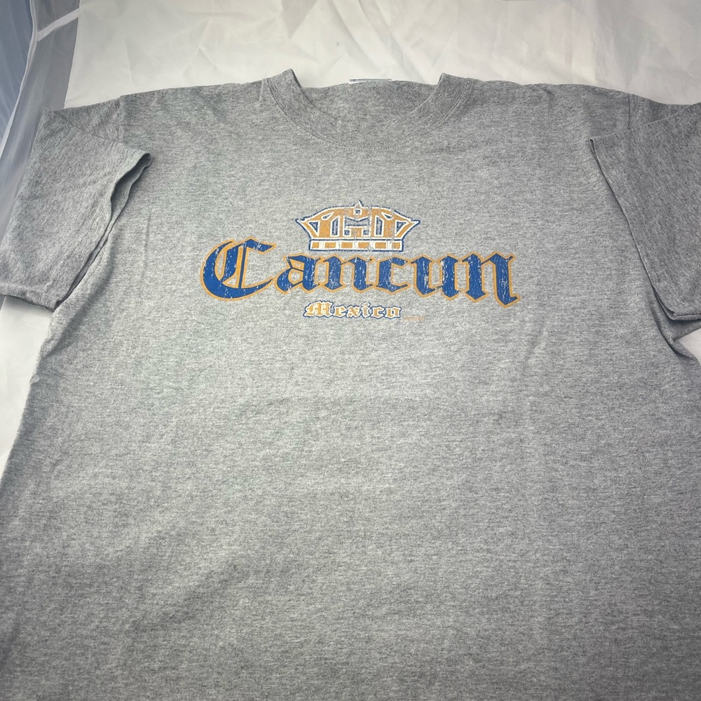 Grey Cancun Tee Shirt in Corona Font size Large